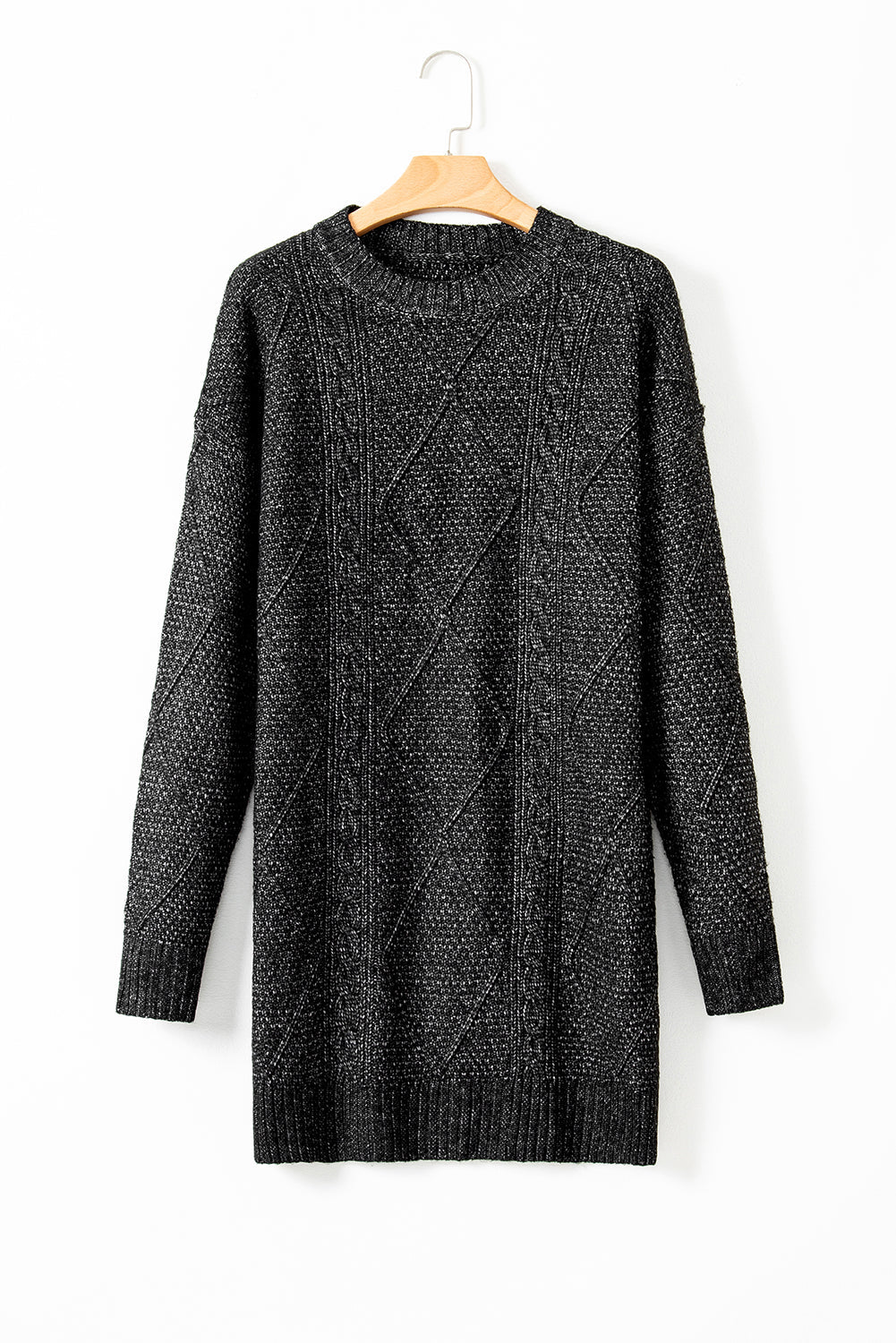 Blue Zone Planet | Lila's Cable Knit Drop Shoulder Loose Fit Sweater Dress