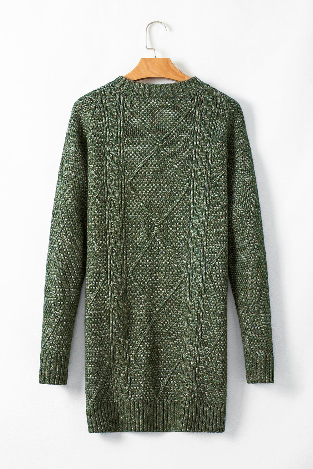 Blue Zone Planet | Lila's Cable Knit Drop Shoulder Loose Fit Sweater Dress