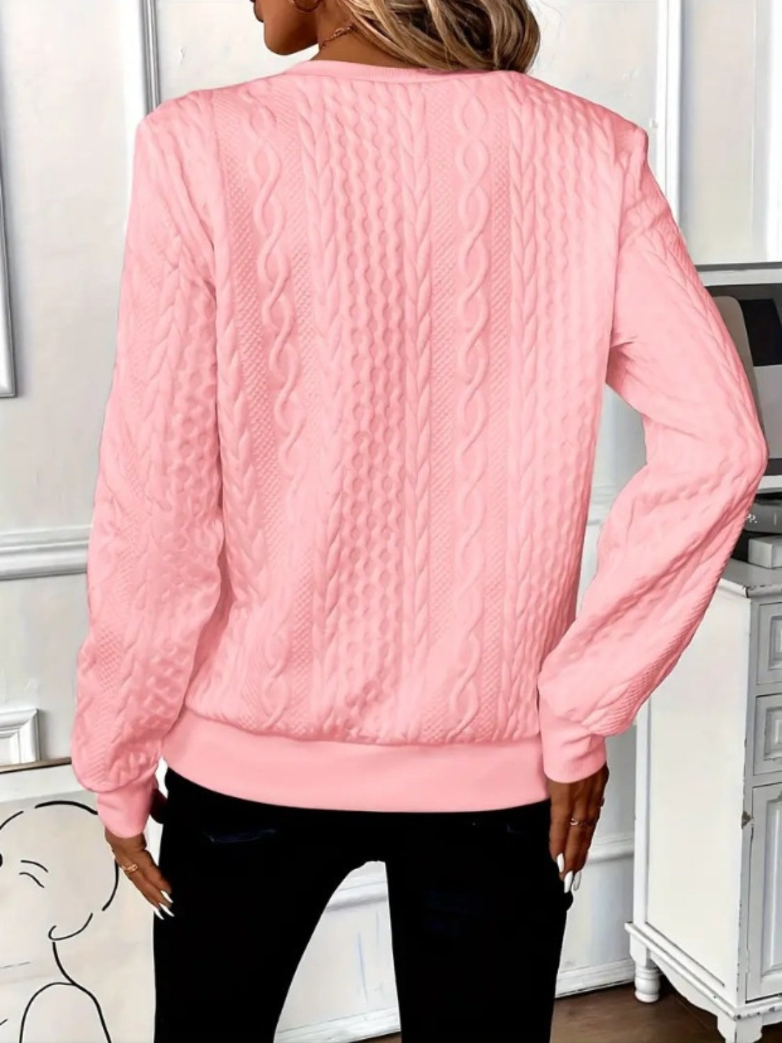 Blue Zone Planet | Texture Half Zip Long Sleeve Sweatshirt
