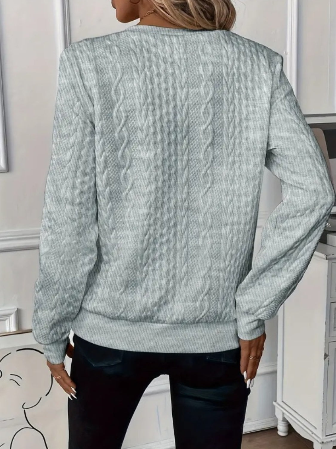 Blue Zone Planet | Texture Half Zip Long Sleeve Sweatshirt