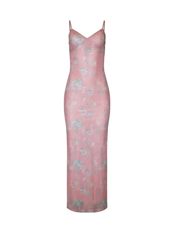 Blue Zone Planet | Ella's Floral Print Spaghetti Strap Maxi Party Dress
