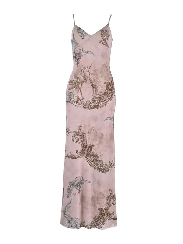 Blue Zone Planet | Ella's Floral Print Spaghetti Strap Maxi Party Dress