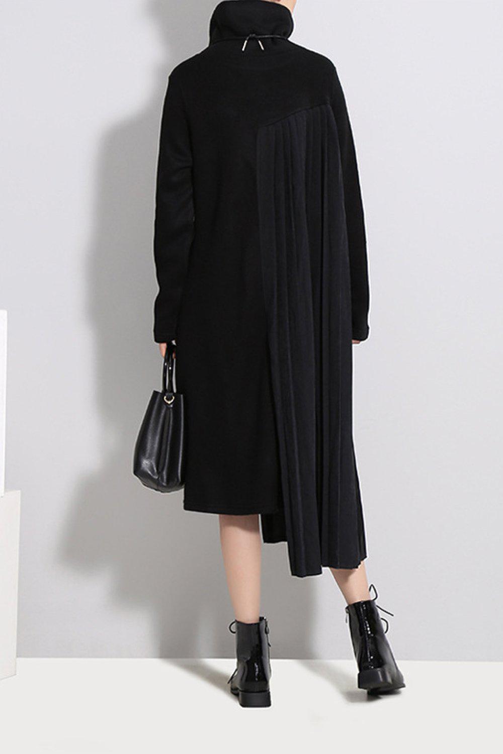 Blue Zone Planet | STELLA MARINA COLLEZIONE Pleated Funnel Neck Midi Sweater Dress