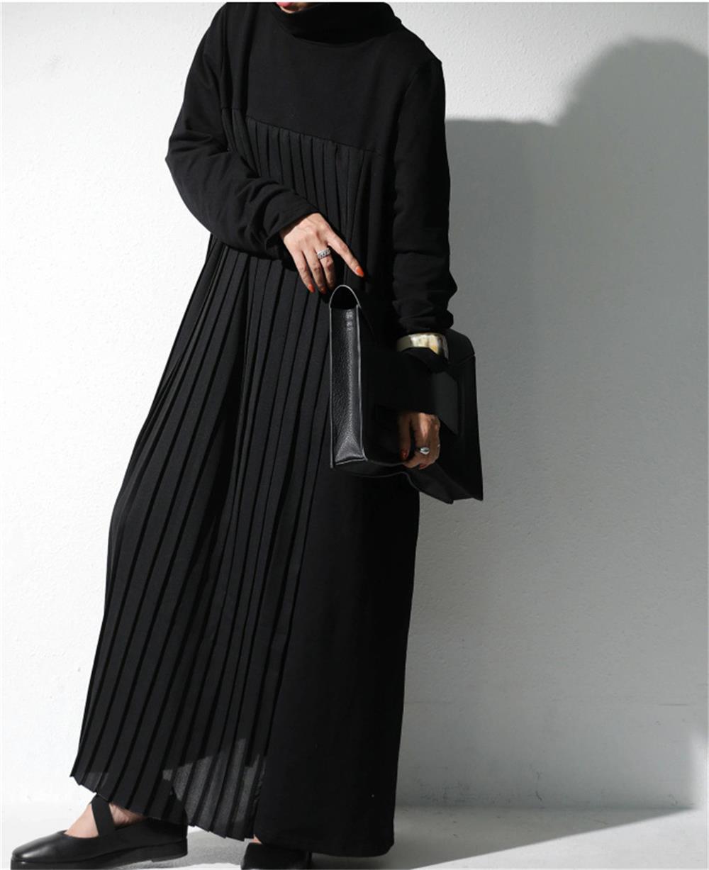 Blue Zone Planet | STELLA MARINA COLLEZIONE Pleated Funnel Neck Midi Sweater Dress