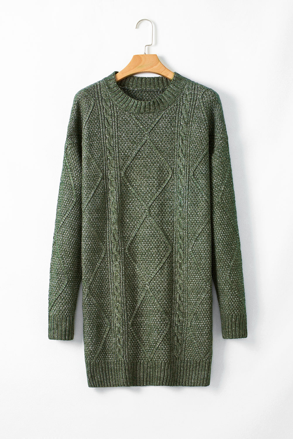 Blue Zone Planet | Lila's Cable Knit Drop Shoulder Loose Fit Sweater Dress