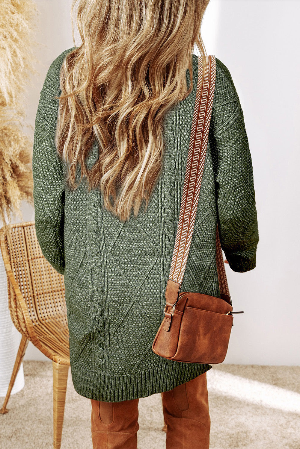 Blue Zone Planet | Lila's Cable Knit Drop Shoulder Loose Fit Sweater Dress