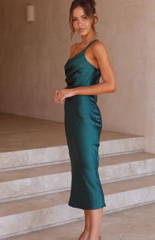 Blue Zone Planet | Azurine Tie Back Slim Fit Midi Dress