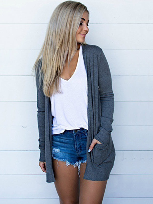 Blue Zone Planet | Tops Long Sleeve Knitted T-Shirt Cardigan