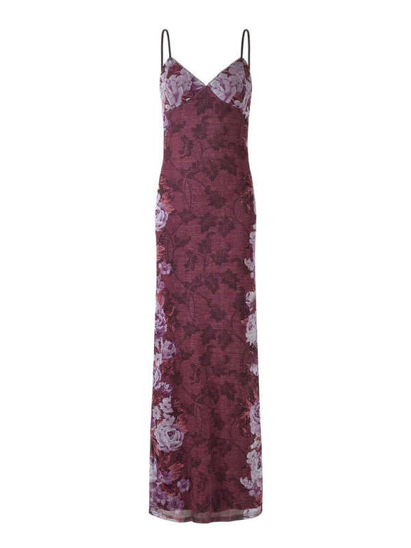 Blue Zone Planet | Ella's Floral Print Spaghetti Strap Maxi Party Dress