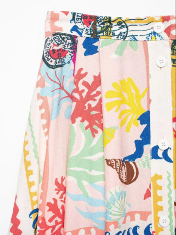 Nina's Resort Patchwork Print Top And Skirt 2 Piece Set