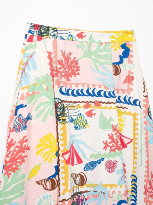 Nina's Resort Patchwork Print Top And Skirt 2 Piece Set