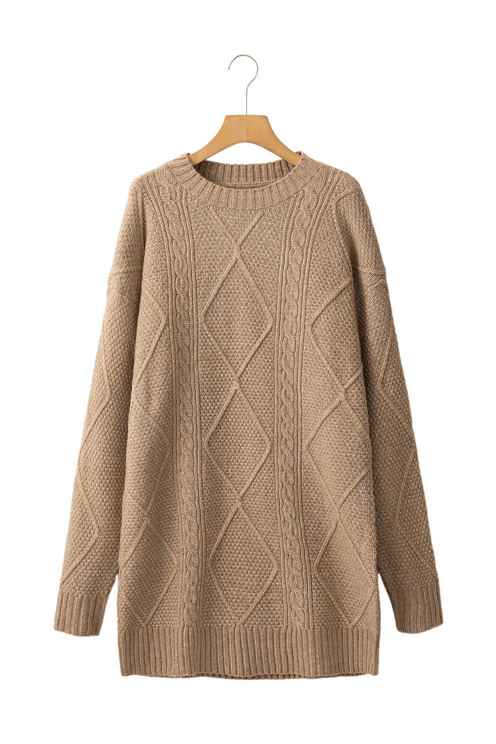 Blue Zone Planet | Lila's Cable Knit Drop Shoulder Loose Fit Sweater Dress
