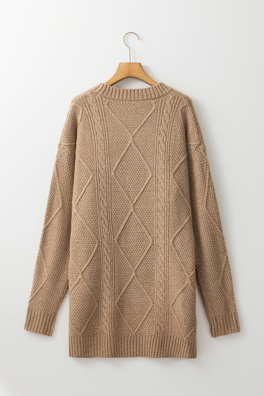Blue Zone Planet | Lila's Cable Knit Drop Shoulder Loose Fit Sweater Dress