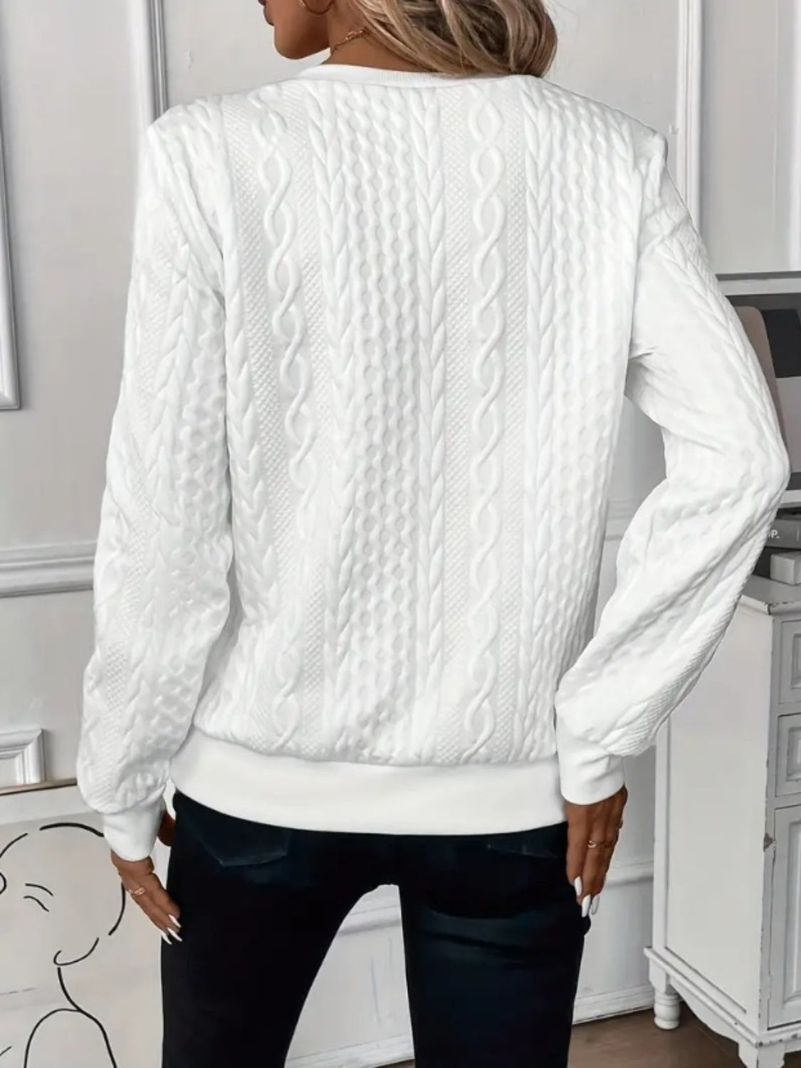 Blue Zone Planet | Texture Half Zip Long Sleeve Sweatshirt