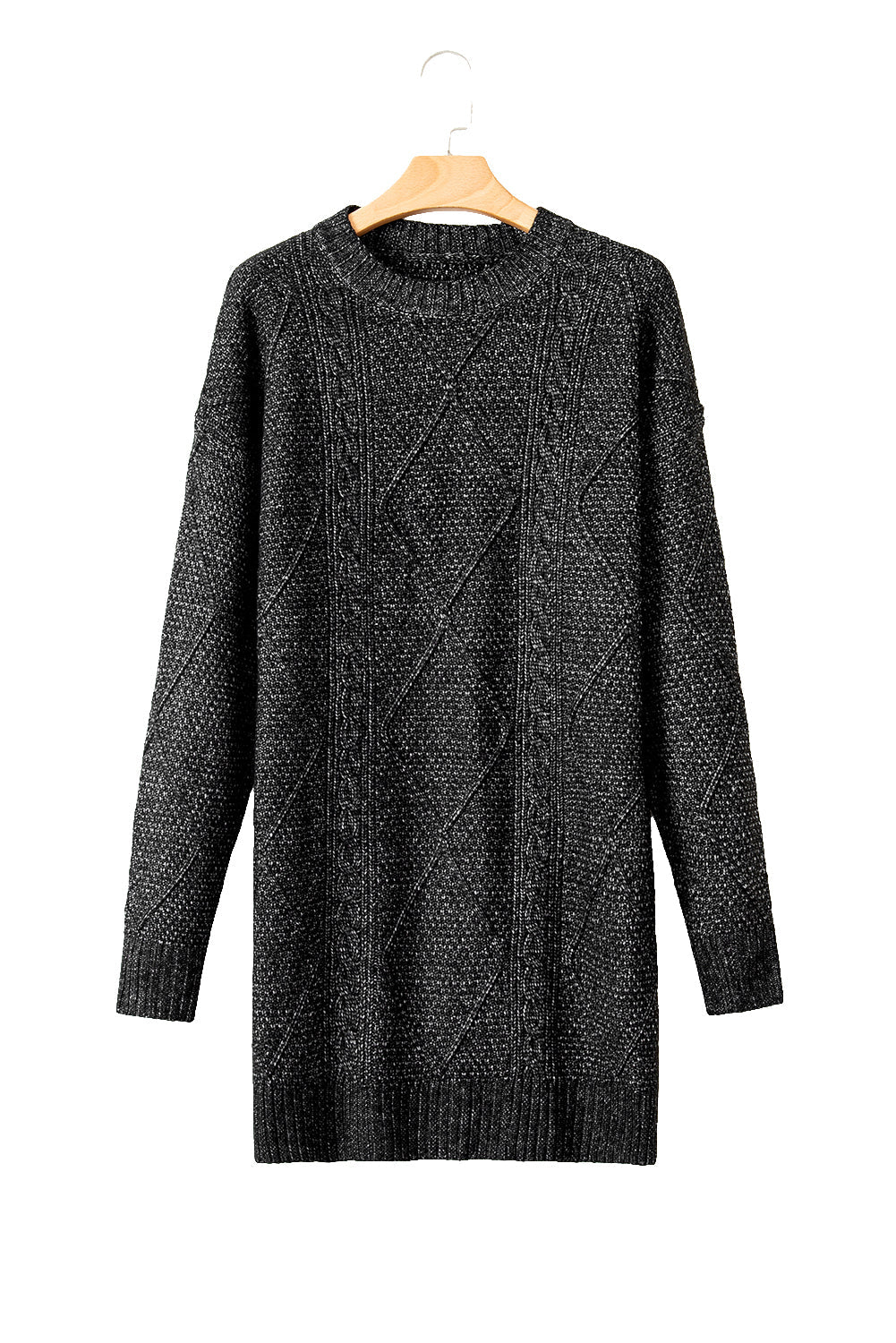 Blue Zone Planet | Lila's Cable Knit Drop Shoulder Loose Fit Sweater Dress