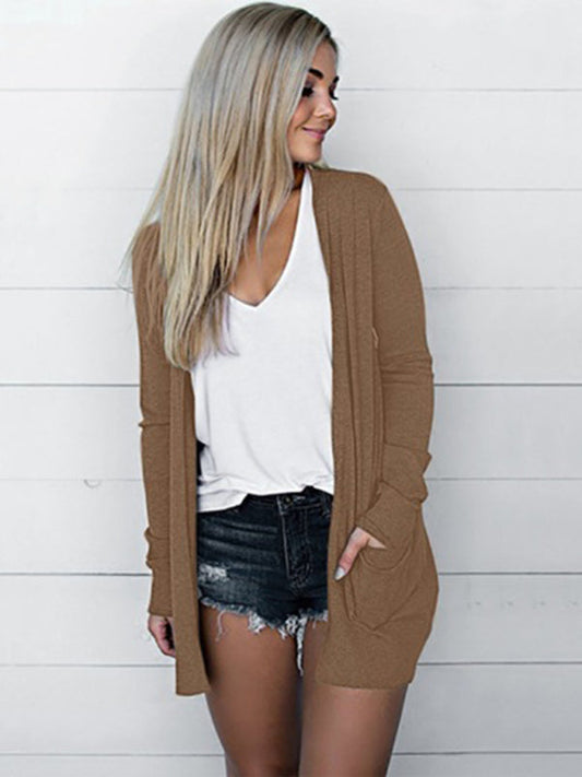 Blue Zone Planet |  Tops Long Sleeve Knitted T-Shirt Cardigan