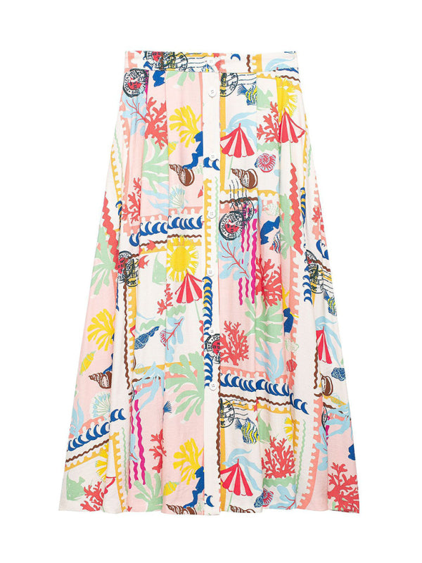 Nina's Resort Patchwork Print Top And Skirt 2 Piece Set